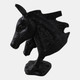 22626#13x9" Horse And Baby Horse Head Metal Figure, Blac