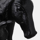 22626#13x9" Horse And Baby Horse Head Metal Figure, Blac