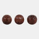 22634#S/3 5" Mango Wood Orbs Assorted Designs, Brown