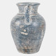 18251-05#Terracotta, 9" Vase With Handles, Blue/white