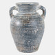 18251-05#Terracotta, 9" Vase With Handles, Blue/white