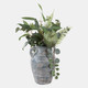 18251-07#Terracotta, 12" Vase With Handles, Blue/white