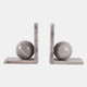 22778#S/2 6x6" Morchana Ball On Base Bookends, Tan