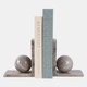 22778#S/2 6x6" Morchana Ball On Base Bookends, Tan