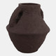 18236-03#Paper Mache, 14" Vase With Handles, Dark Brown