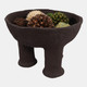 21494-01#15x10" 3-footed Paper Mache Bowl, Dark Brown