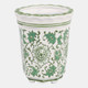 80302-01#4", 7oz Fluted Chinoiserie Candle, Green/white
