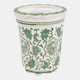 80302-01#4", 7oz Fluted Chinoiserie Candle, Green/white