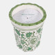 80302-01#4", 7oz Fluted Chinoiserie Candle, Green/white