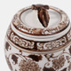 80303-01#5" 8.5oz Peony Chinoiserie Lidded Candle,brown/wht