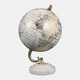 22884#9x6" Globe On Ridged Marble Base, White/gold
