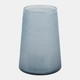 22904-01#8x6" Etched Lines Tapered Glass Vase, Blue