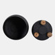 20400-03#S/2 9/11" Round Planters Wood Ball Feet, Black/nat