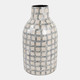 22934-02#15x9" Capiz Plaid Vase, Ivory Multi