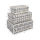 22935#S/3 8/11/12" Capiz Assorted Plaid Boxes, Ivory Mul