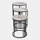 22945#S/3 20/22/24" Marble On Metal Side Tables,brn/blk 