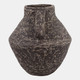 18236-05#14x14" Paper Mache Vase With Handles, Rustic Brown