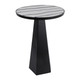 EV22966#23" Noir Panda Stone And Metal Accent Table, Blk/w