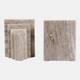 20711-01#S/2 5" Onyx Marble Block Bookends, Tan