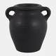18254-06#6x5" Terracotta Bud Vase W/ Handles, Black