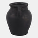 18254-06#6x5" Terracotta Bud Vase W/ Handles, Black