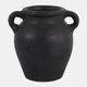 18254-06#6x5" Terracotta Bud Vase W/ Handles, Black