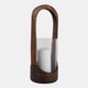 23018-01#15x6" Modern Hurricane Lantern, Walnut/clear