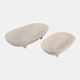 23028#S/2 15/19" Paper Mache Footed Oval Bowls, Ivory