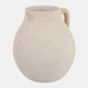 23029-03#12x12" Paper Mache Jug W/ Rattan Handle, Ivory