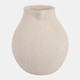 23029-03#12x12" Paper Mache Jug W/ Rattan Handle, Ivory