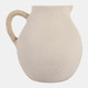 23029-03#12x12" Paper Mache Jug W/ Rattan Handle, Ivory