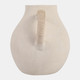 23029-03#12x12" Paper Mache Jug W/ Rattan Handle, Ivory