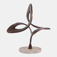 23035#13x11" Swirl Sculpture On Travertine Base, Bronze