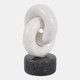 23051#9x5" Marble Link Sculpture, White/gray