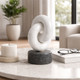 23051#9x5" Marble Link Sculpture, White/gray