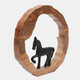 23072-06#11x11" Horse In Wood Round, Black/natural