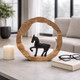 23072-06#11x11" Horse In Wood Round, Black/natural