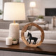 23072-06#11x11" Horse In Wood Round, Black/natural