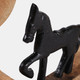 23072-06#11x11" Horse In Wood Round, Black/natural