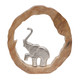 23072-07#11x11" Elephant In Wood Round, Silver/natural
