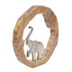 23072-07#11x11" Elephant In Wood Round, Silver/natural