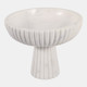 23076#10x8" Marble Ribbed Bowl On Pedestal, White