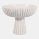 23076#10x8" Marble Ribbed Bowl On Pedestal, White