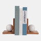 23081#S/2 6" Bookend With Marble Orb, Natural/white