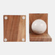 23081#S/2 6" Bookend With Marble Orb, Natural/white