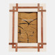 23125-01#4x6" Wood Inlay Resin Photo Frame, Ivory/natural