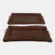 23173#S/2 21/24" Reclaimed Wood Trays W/ Metal Handles, 