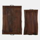 23173#S/2 21/24" Reclaimed Wood Trays W/ Metal Handles, 
