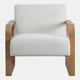23176#34x31" Open Arm Accent Chair, Ivory/brown