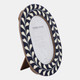 23210-02#5x7 Vine Inlay Oval Photo Frame, Navy/ivory